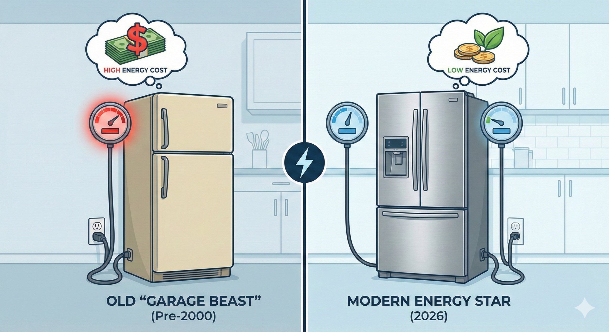 How Much Electricity Does a Refrigerator Use Per Month? image explaining refrigerator electricity usage